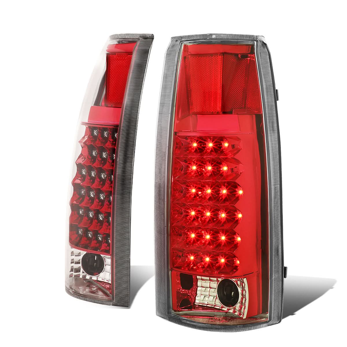 89-90 Chevy C/K Series LED Tail Lights - Chrome/Red