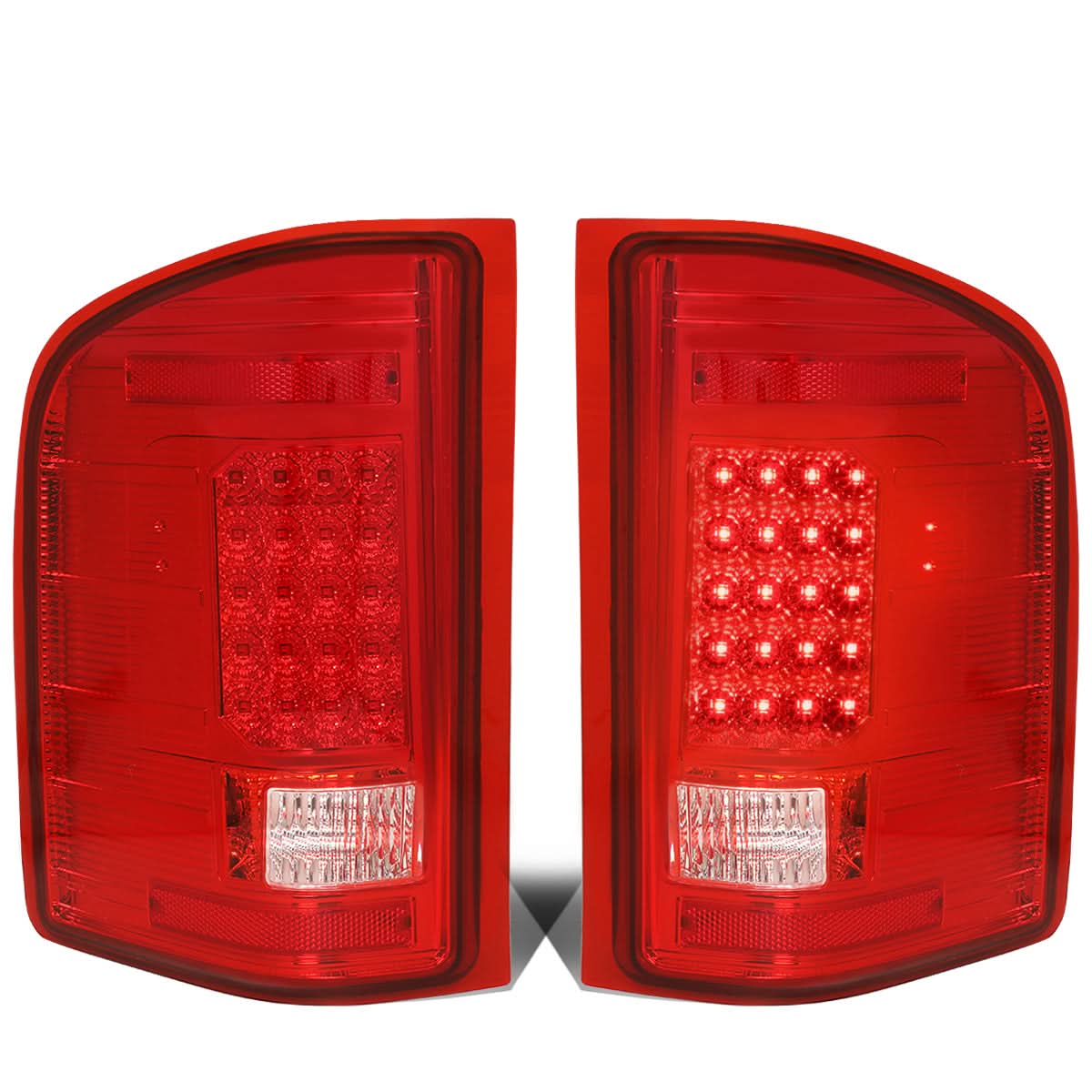 2007-2014 Chevrolet Silverado GMC Sierra LED Tail Lights Chrome Red