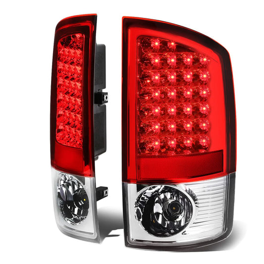 02-06 Dodge Ram LED Tail Lights - Chrome Red