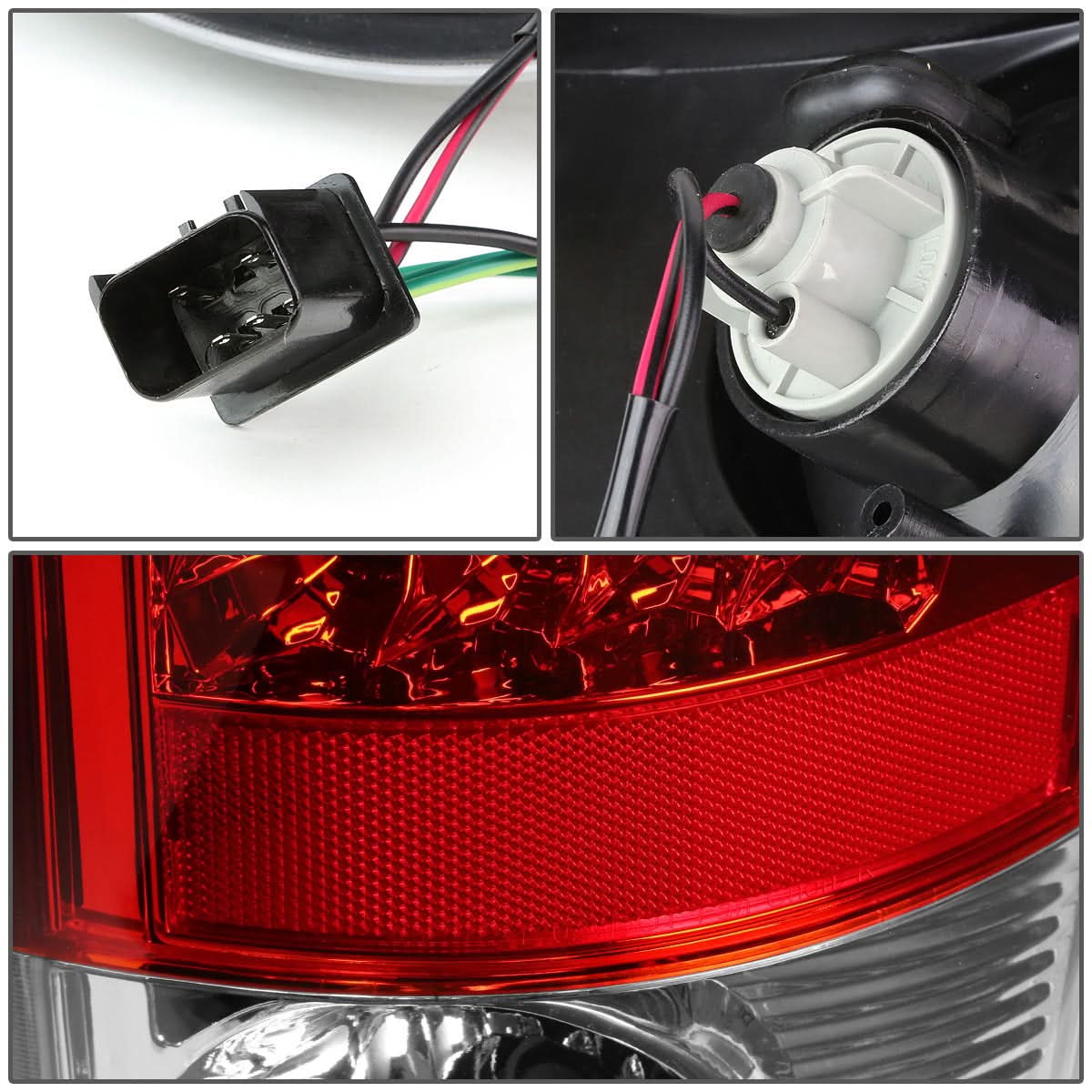 02-06 Dodge Ram LED Tail Lights - Chrome Red