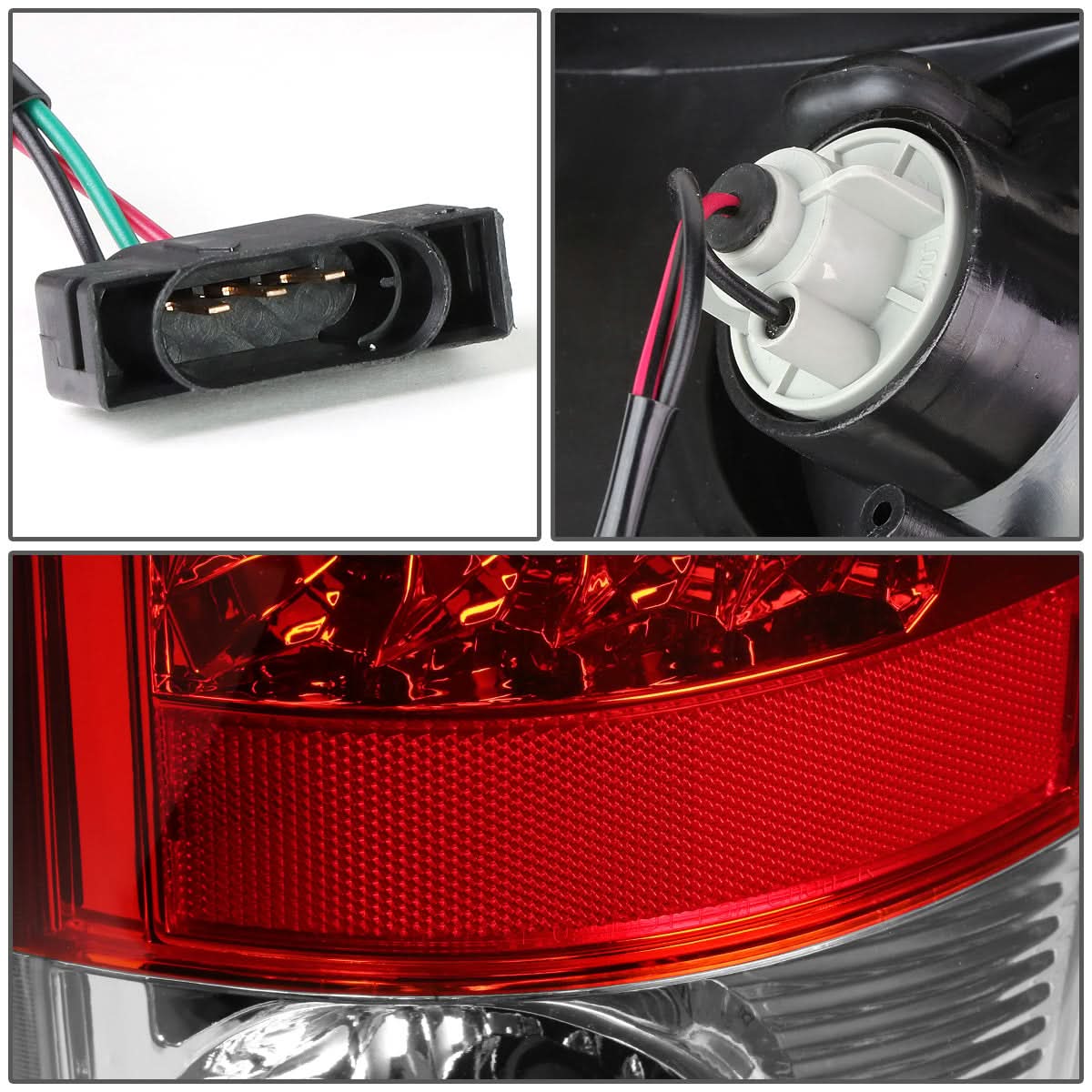 07-09 Dodge Ram 1500 2500 3500 LED Tail Lights Chrome Red