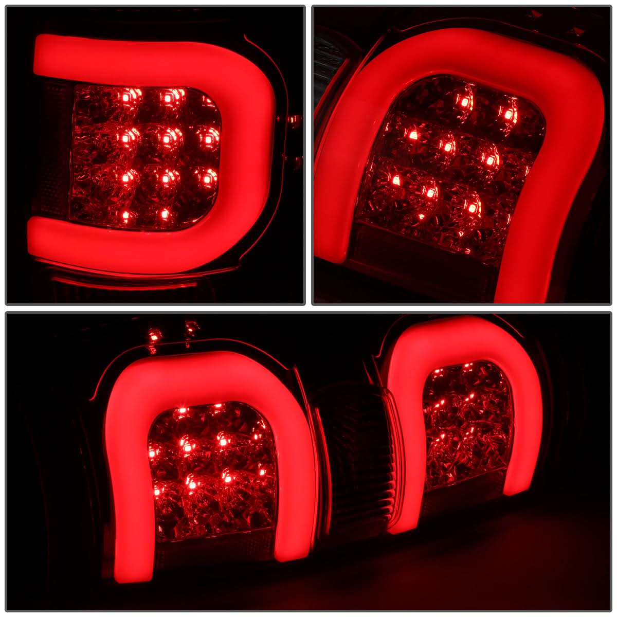 09-14 Ford F-150 Dual C-Bar 3D LED Tail Lights - Chrome/Red