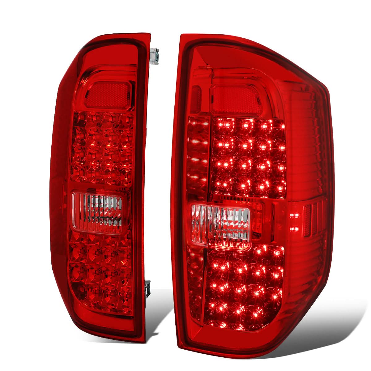 2014-2018 Toyota Tundra Full LED Tail Lights - Chrome/Red