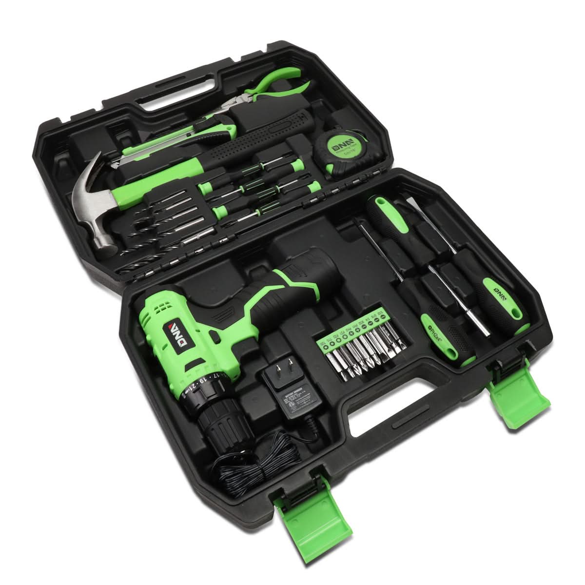 27-Piece Tool Set with Carrying Case - Black/Green