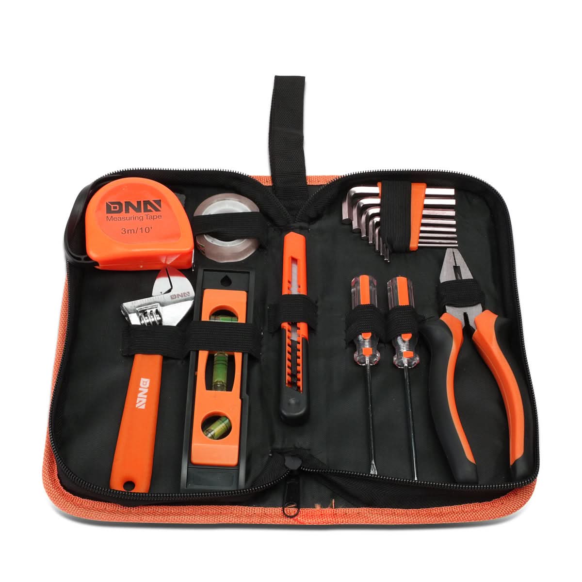 16-Piece Tool Set with Storage Box - Black/Orange