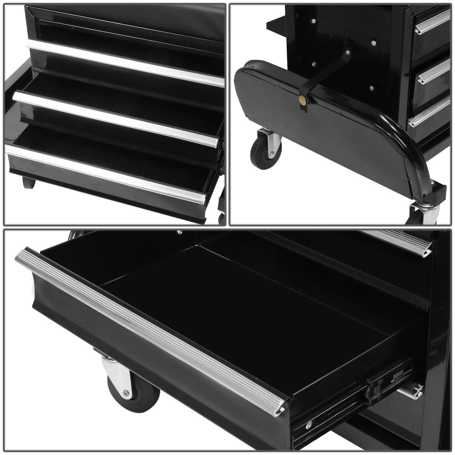 3 Drawer Rolling Mechanics Seat - Black