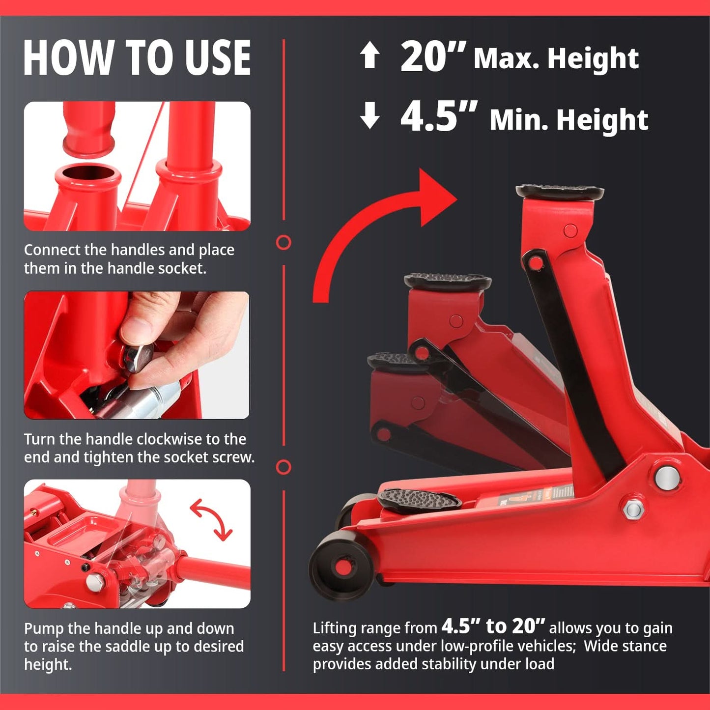 4 Ton Car Jack - Red