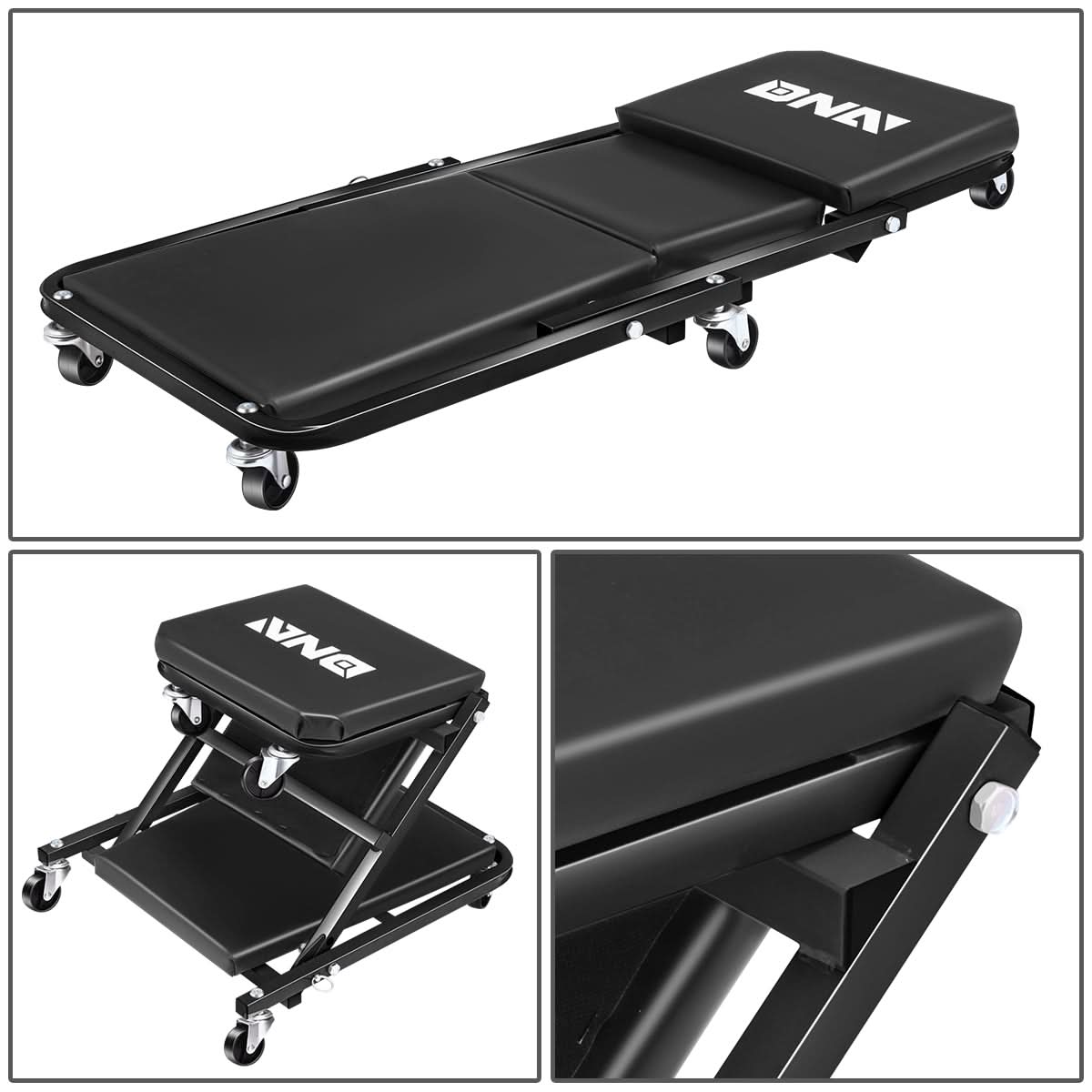 2 in 1 Car Creeper and Seat - 36 Inch Black