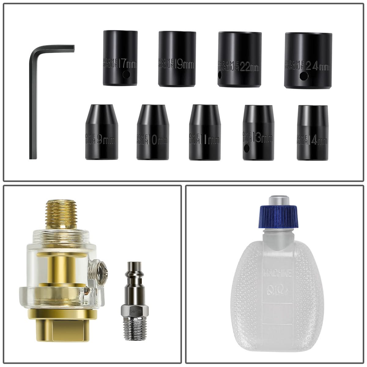 17-Piece 1/2" Air Impact & Ratchet Wrench Kit