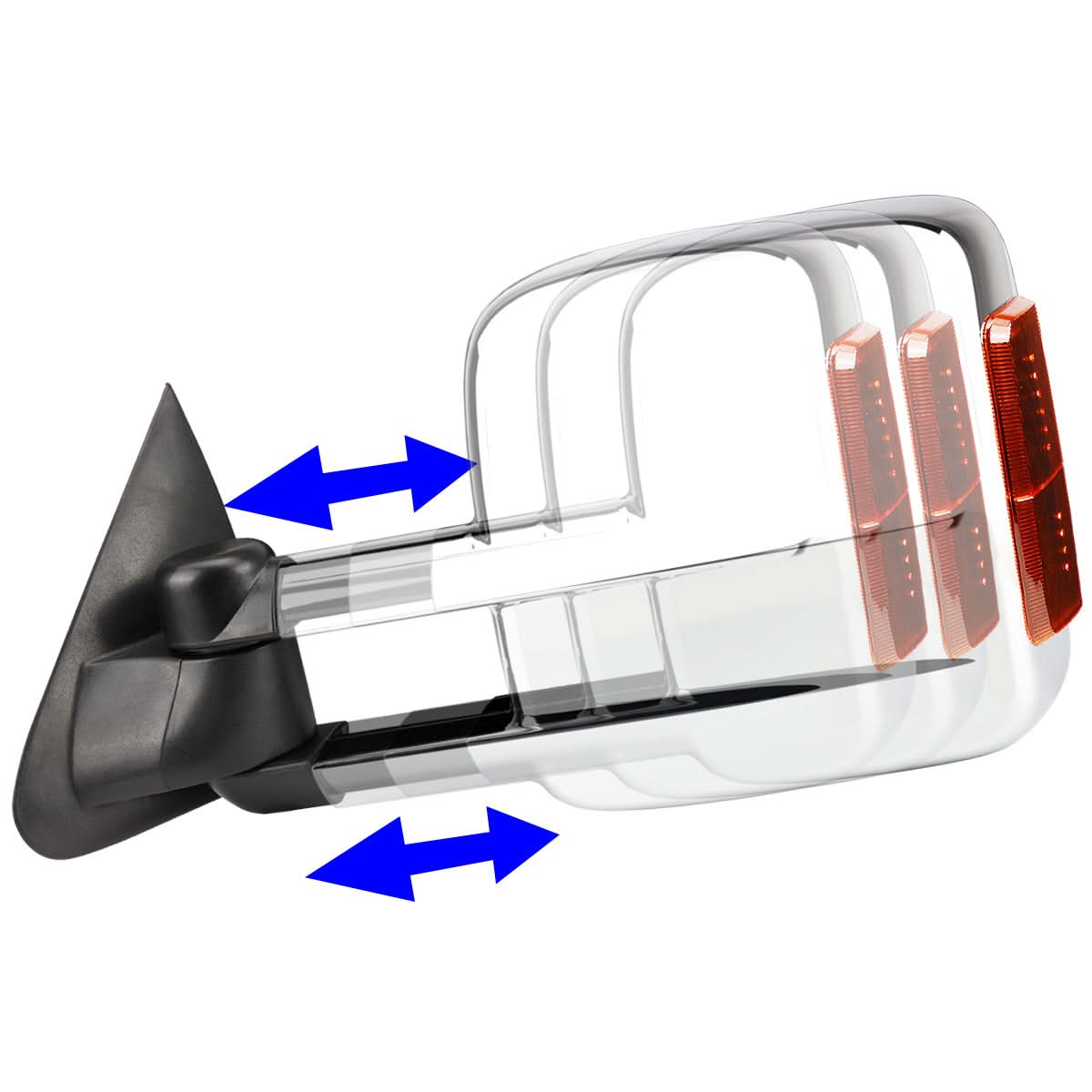 97-03 Ford F-150 Powered Towing Mirrors Pair Chrome Amber Signal