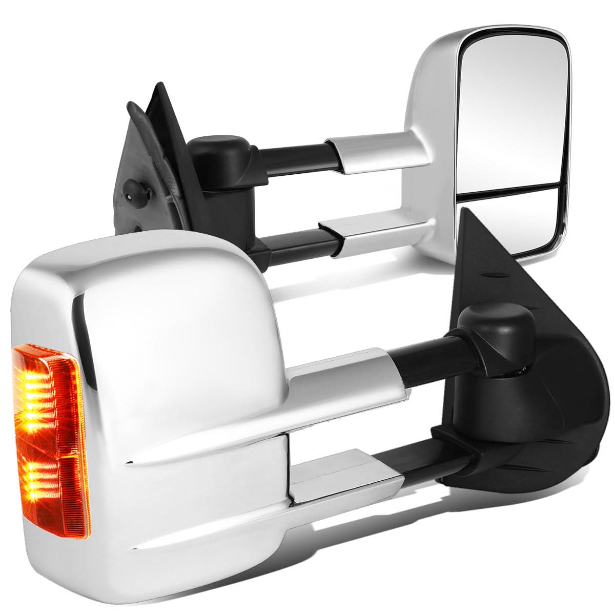2007-2013 Chevrolet Silverado Towing Mirrors - Manual LED Chrome Pair