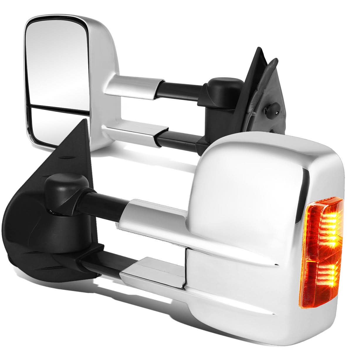 2007-2013 Chevrolet Silverado Towing Mirrors - Manual LED Chrome Pair