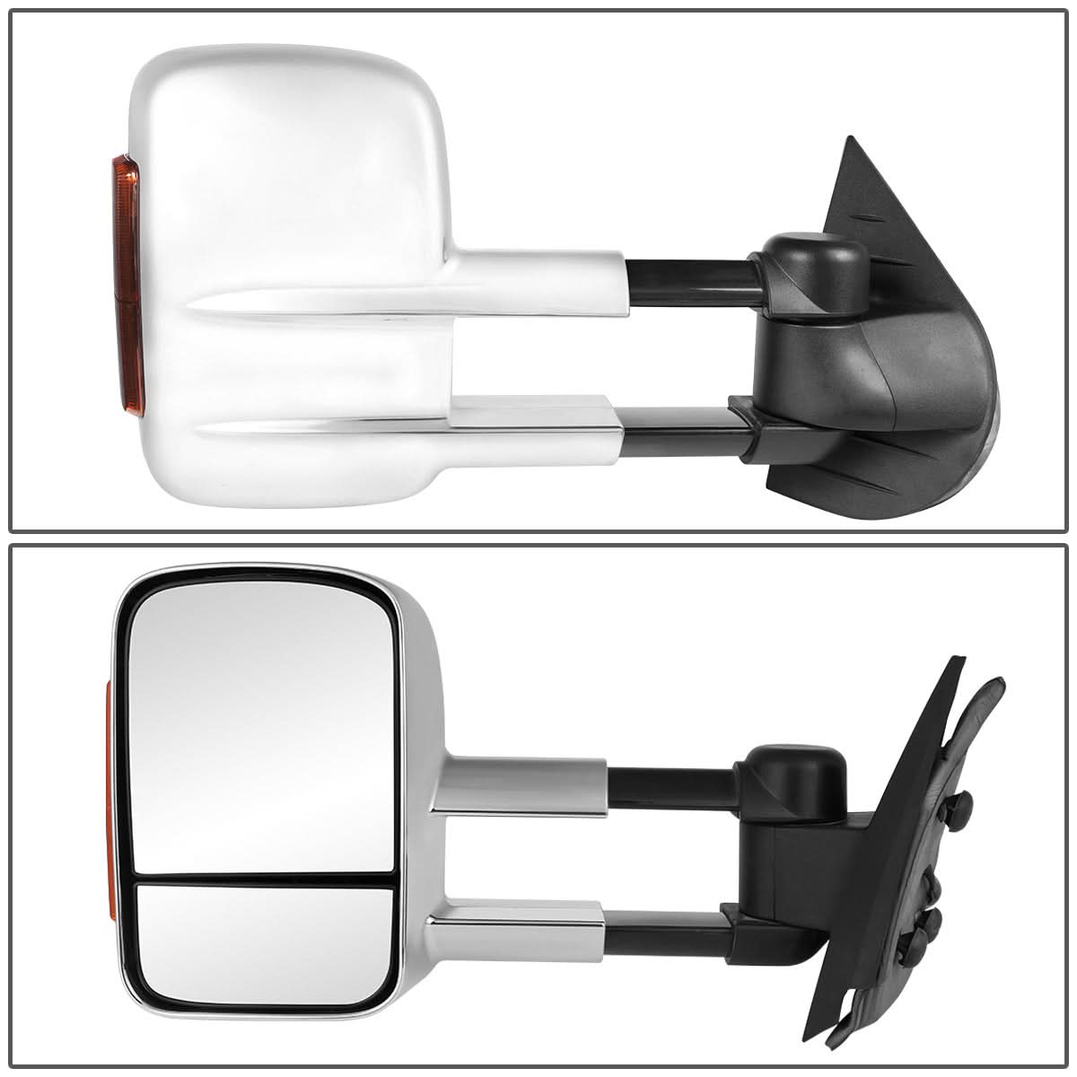 2007-2013 Chevrolet Silverado Towing Mirrors - Manual LED Chrome Pair