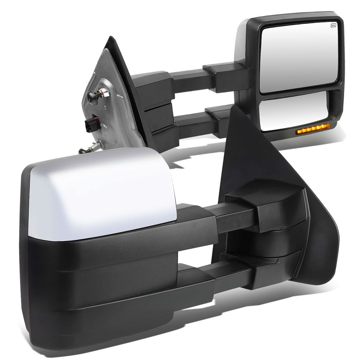 2004-2014 Ford F-150 Manual Heated Towing Mirrors - Chrome LED Amber