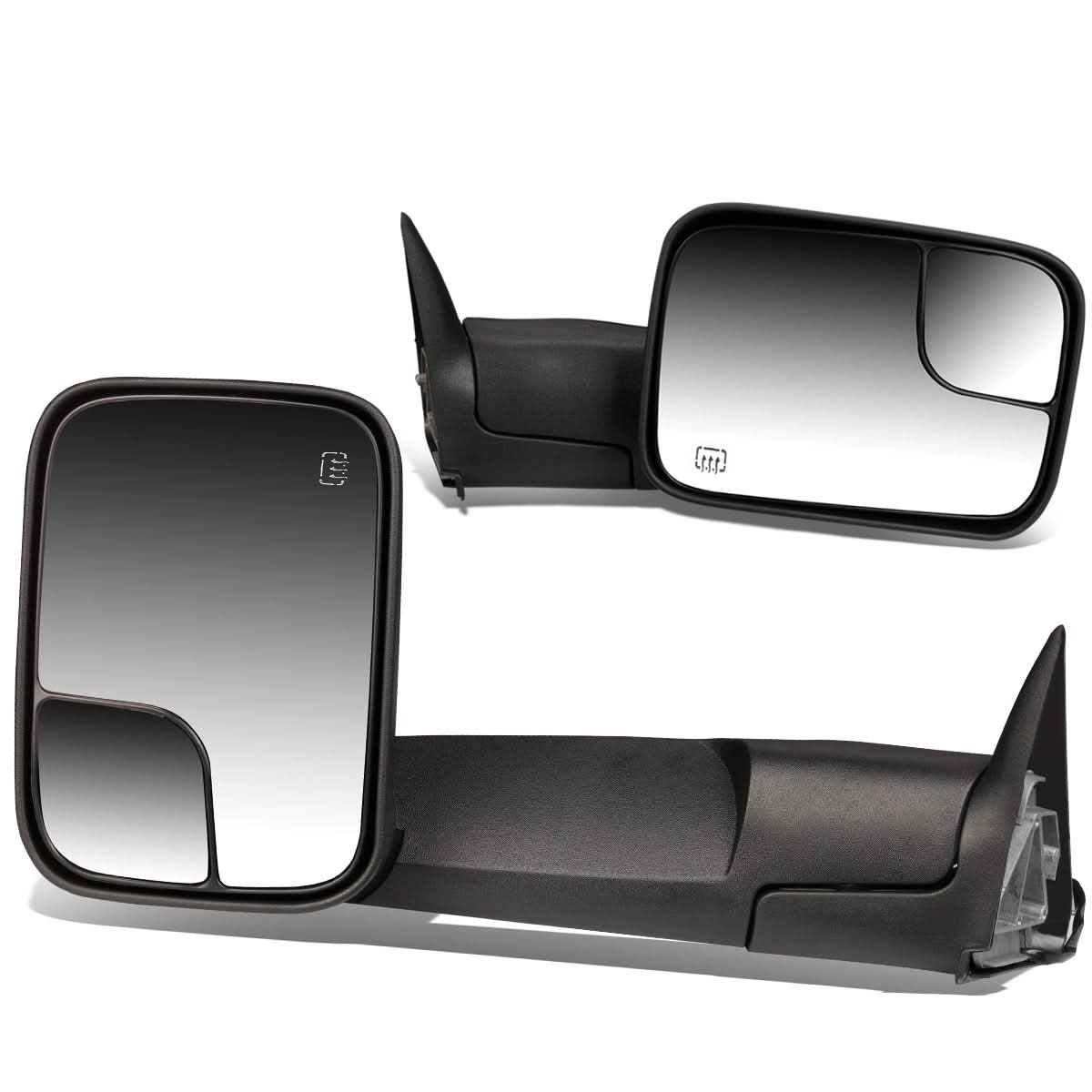 98-02 Dodge Ram Powered Heated Towing Mirrors - Black Pair
