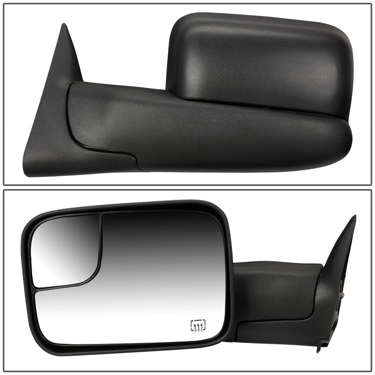 98-02 Dodge Ram Powered Heated Towing Mirrors - Black Pair