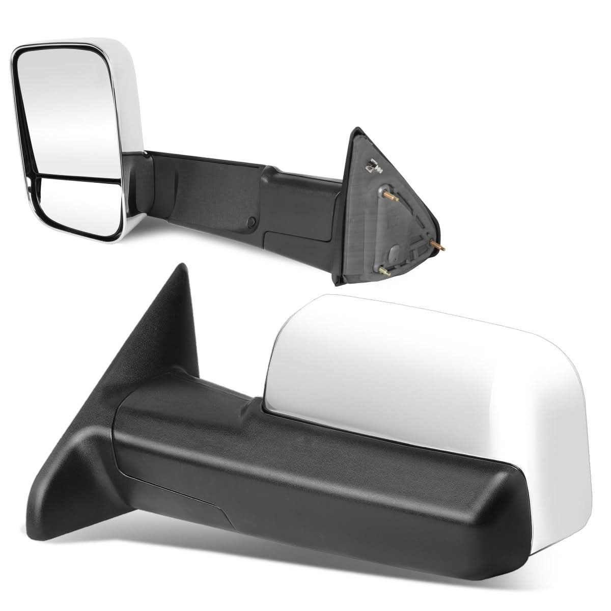 09-16 Dodge Ram 1500/2500/3500 Manual Towing Mirrors Chrome Pair