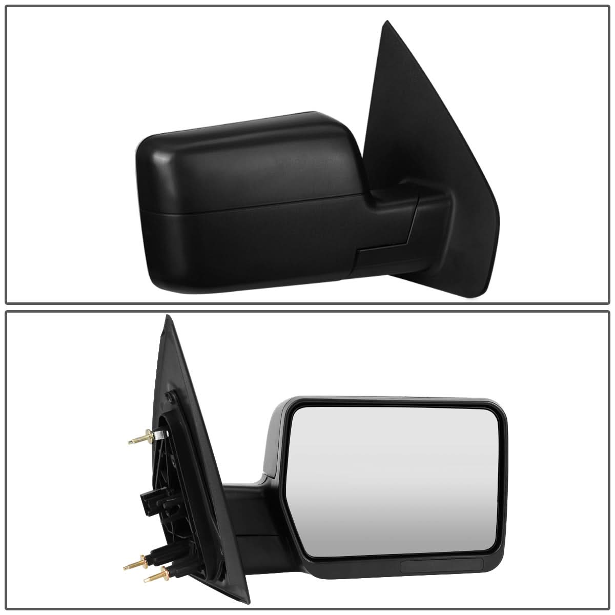 04-14 Ford F-150 Right Manual Towing Mirror - Black