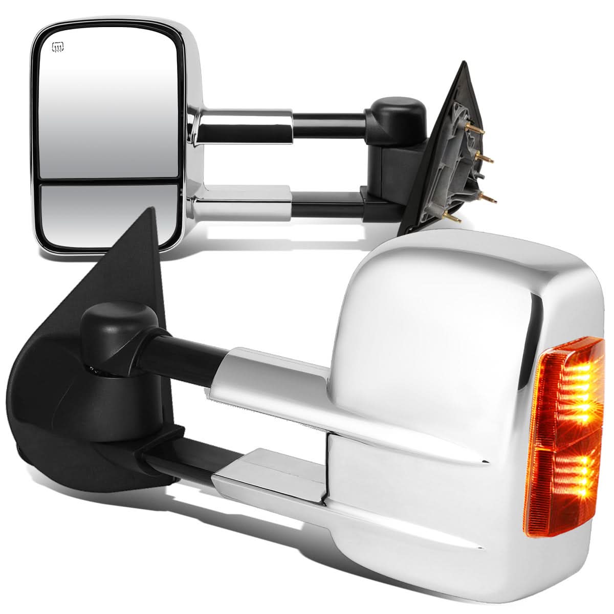 14-20 Chevy Silverado GMC Sierra Powered Heated Towing Mirrors Chrome