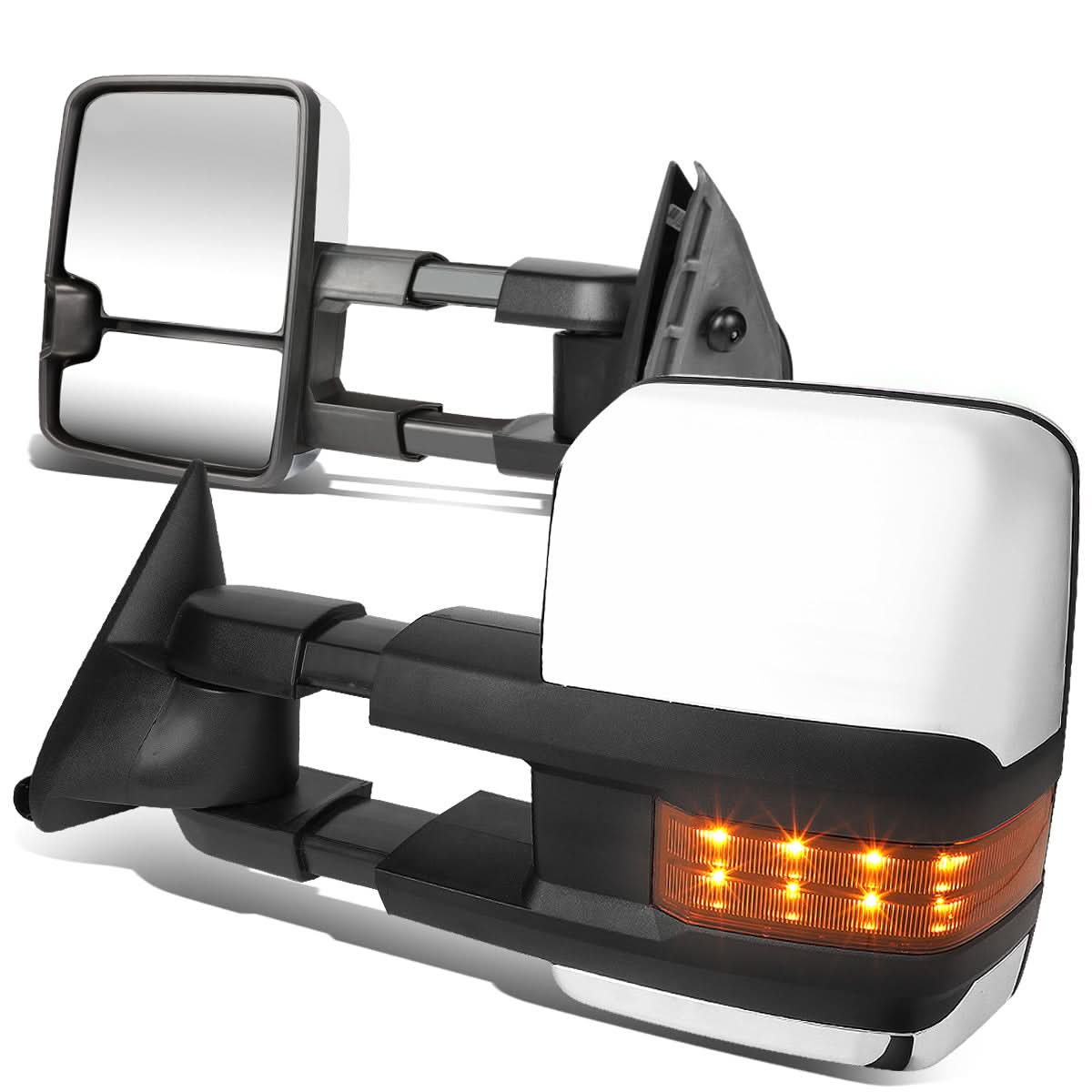 88-02 Chevrolet GMC C/K Tahoe Yukon Towing Mirrors Powered LED Chrome