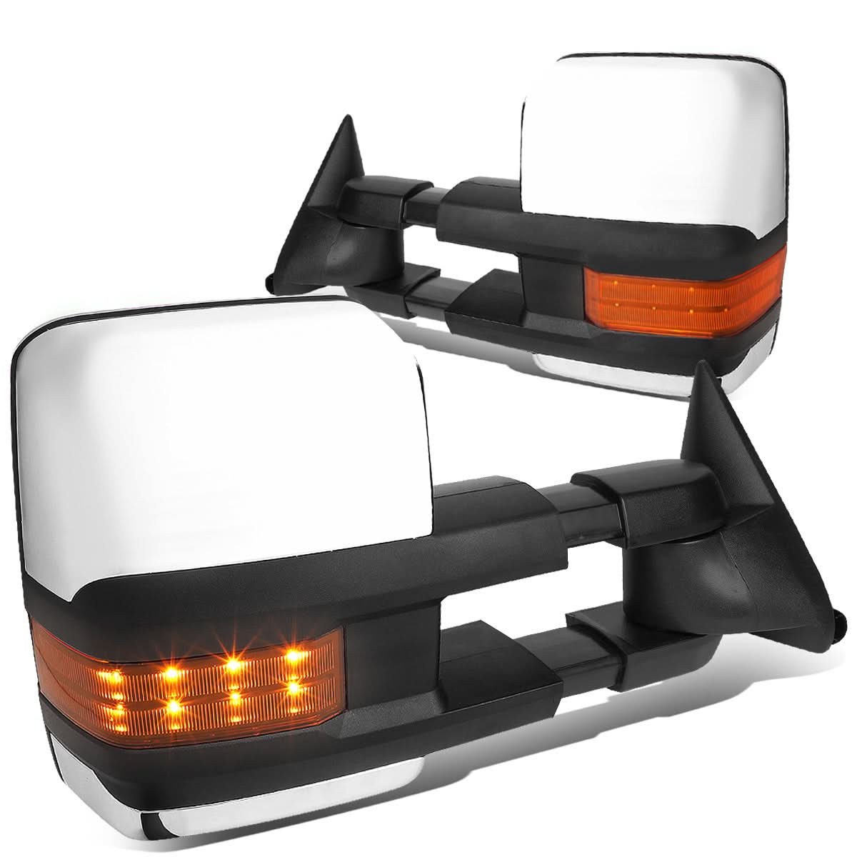 88-02 Chevrolet GMC C/K Tahoe Yukon Towing Mirrors Powered LED Chrome