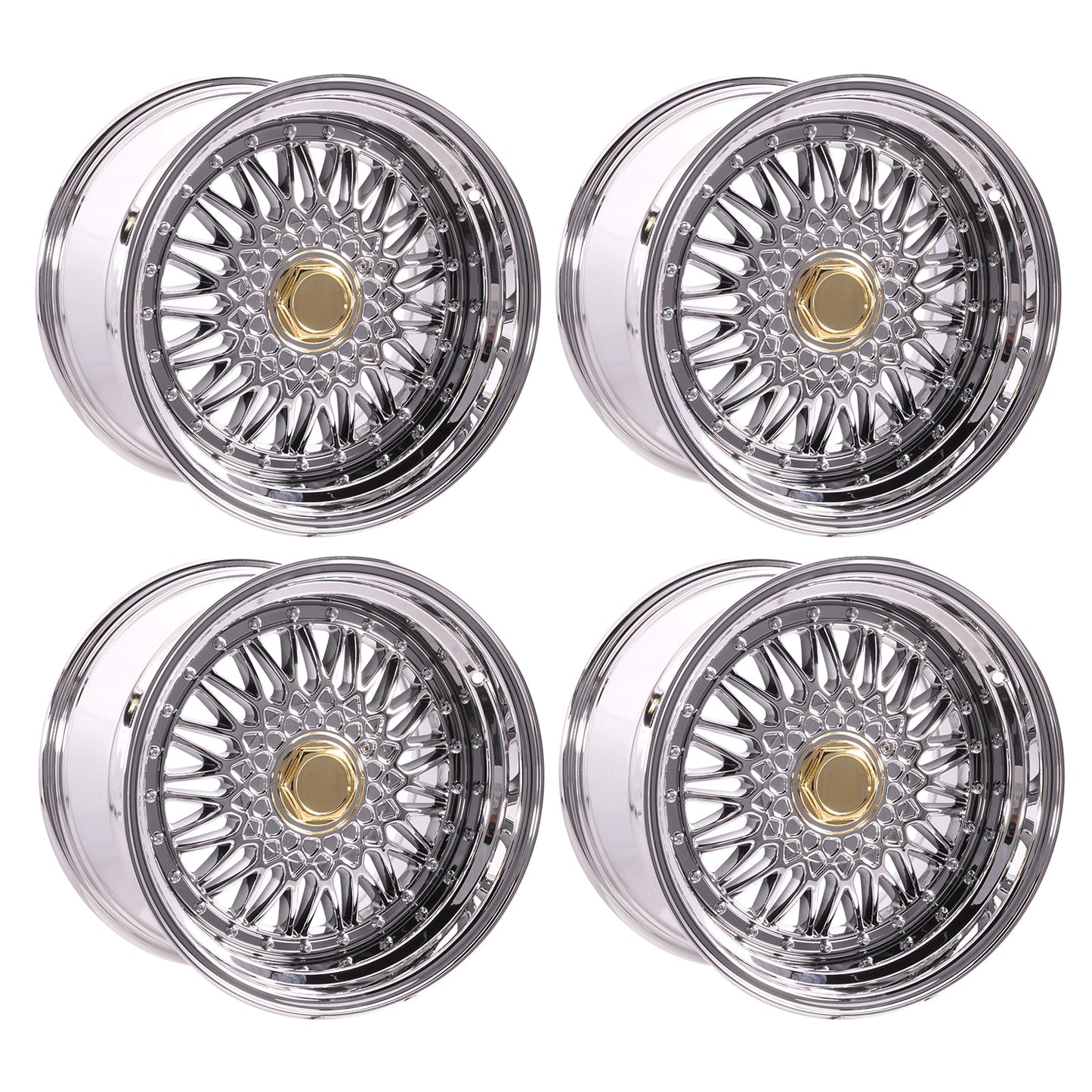 (4) 17X10 +25 5X100 / 5X114.3 Step Lip Deep Dish Mesh Wheels Rims