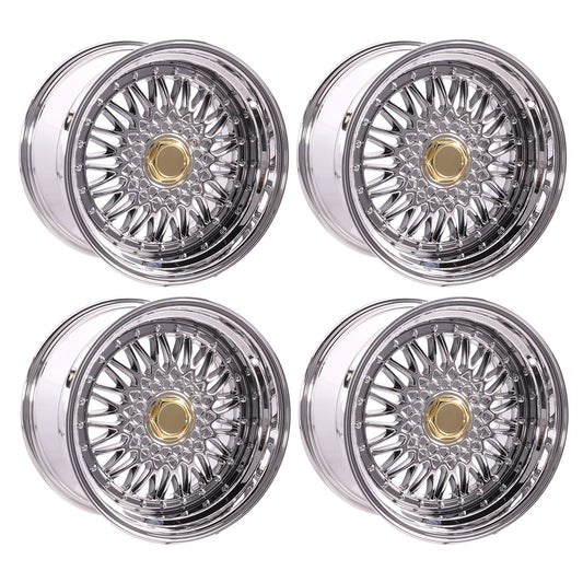 (4) 17X10 +25 5X100 / 5X114.3 Step Lip Deep Dish Mesh Wheels Rims