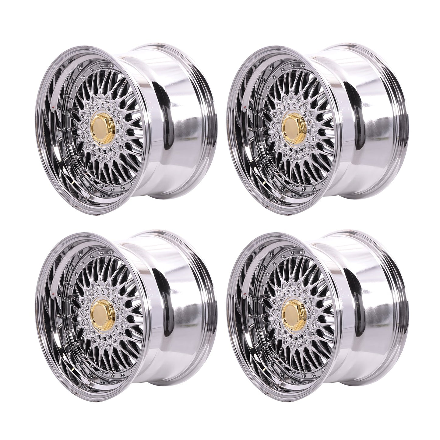 (4) 17X10 +25 5X100 / 5X114.3 Step Lip Deep Dish Mesh Wheels Rims