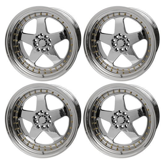 (4) 18X9.0 +30 5X100 / 5X114.3 Step Lip 5 Spoke Wheels Rims - Chrome