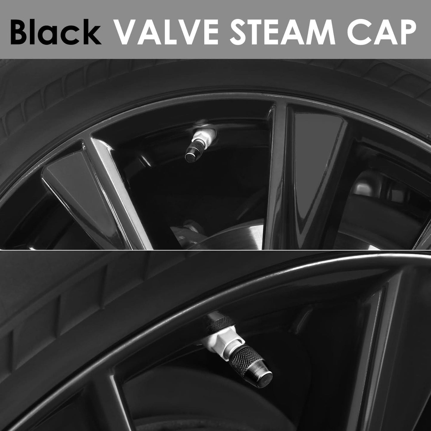 RT 007 Knurled Valve Caps - Black