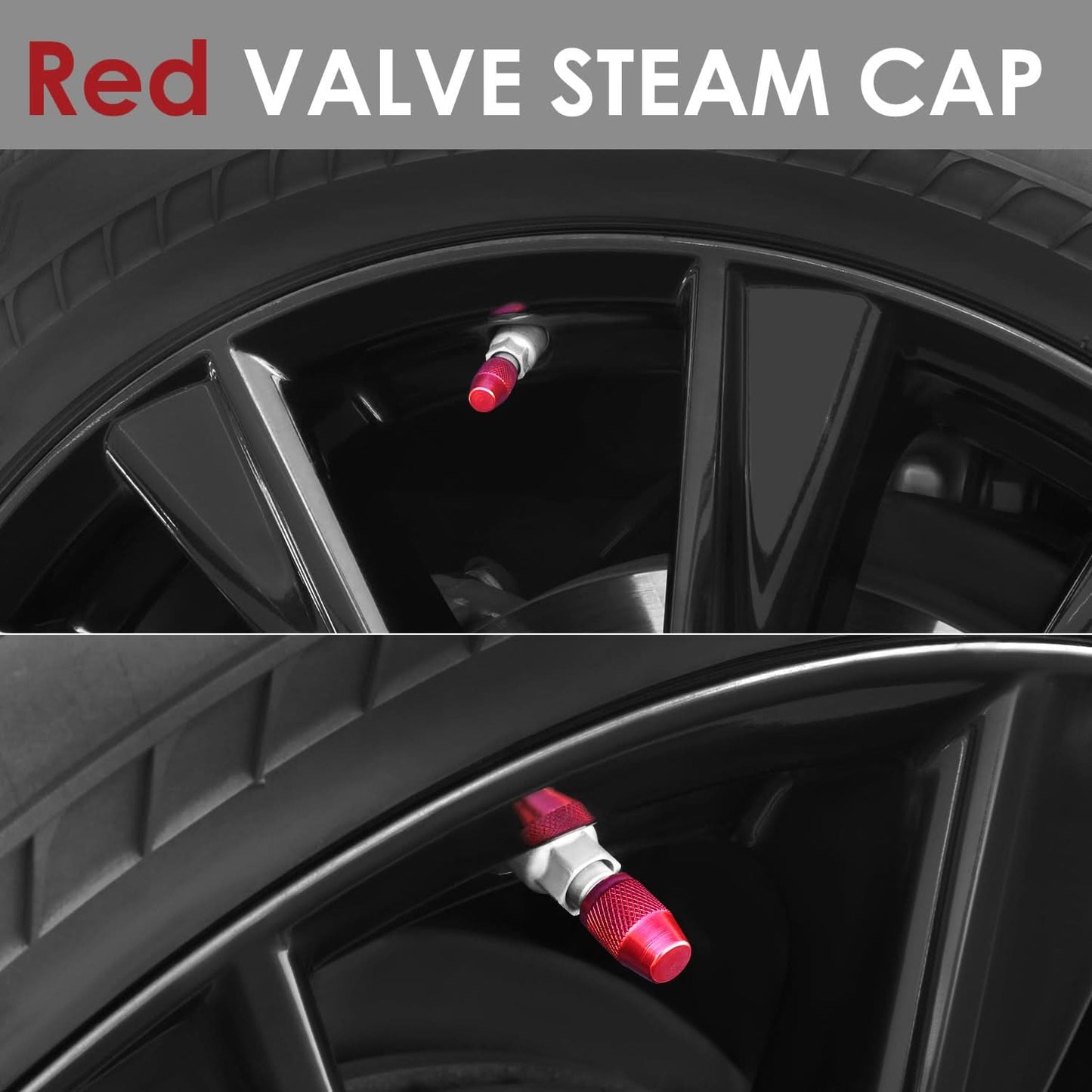 Red Knurled Valve Caps - RT 007 Style