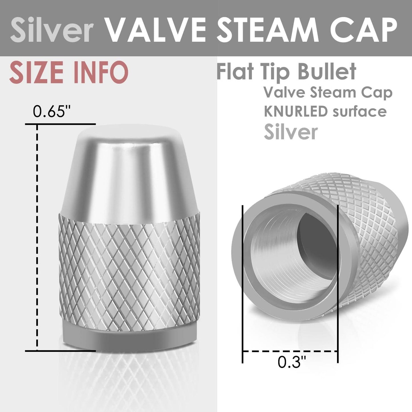 RT 007 Knurled Silver Valve Caps