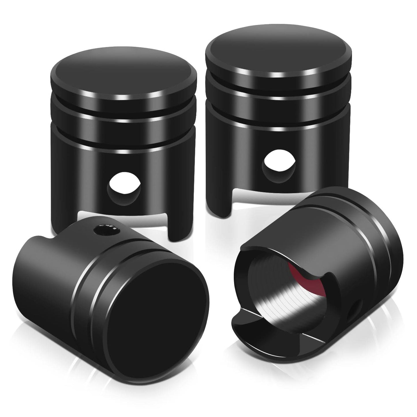 Piston Head Style Valve Caps - Black