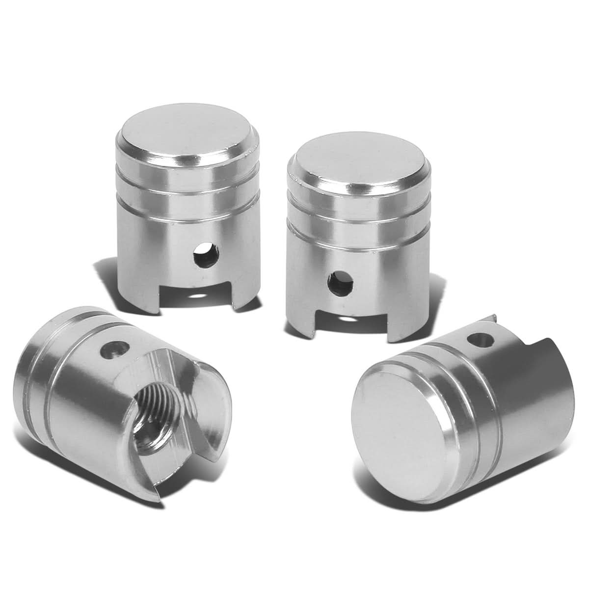 Piston Head Silver Valve Caps - Aluminum