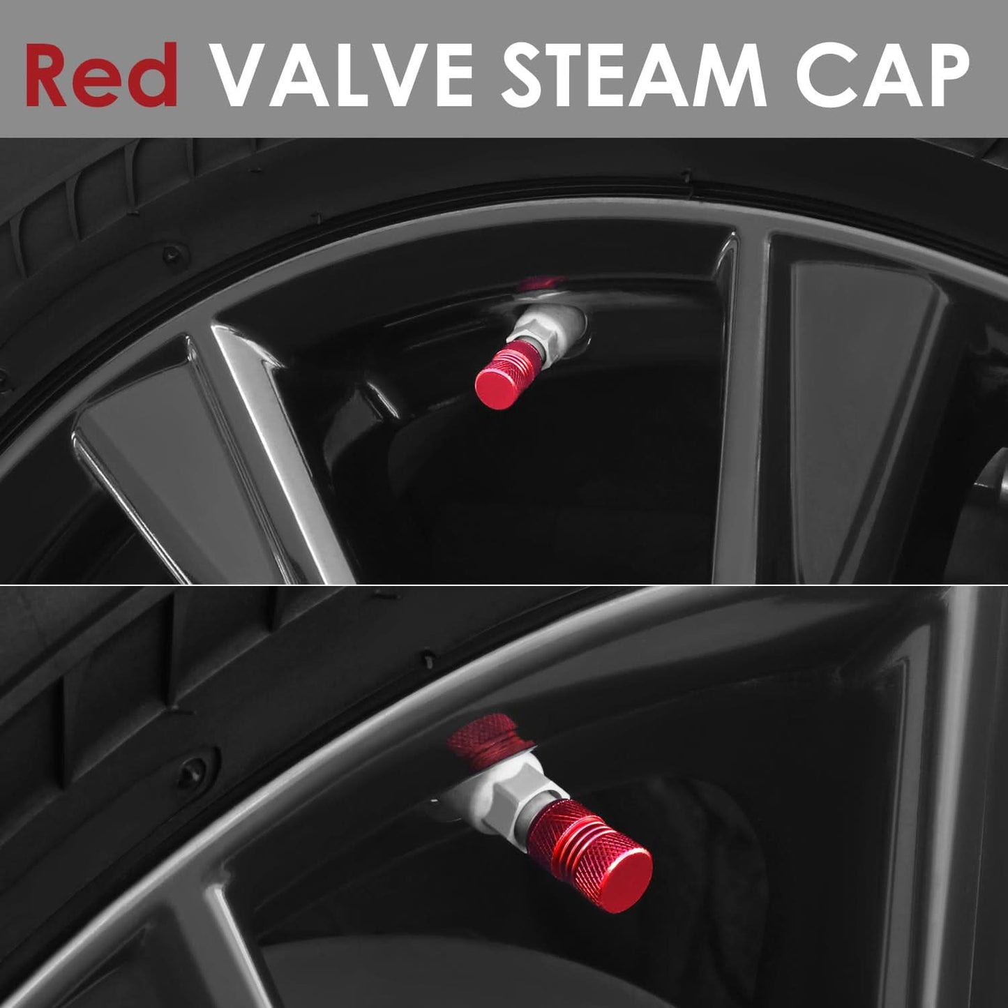 Two Grip Top/Bottom Valve Caps - Red