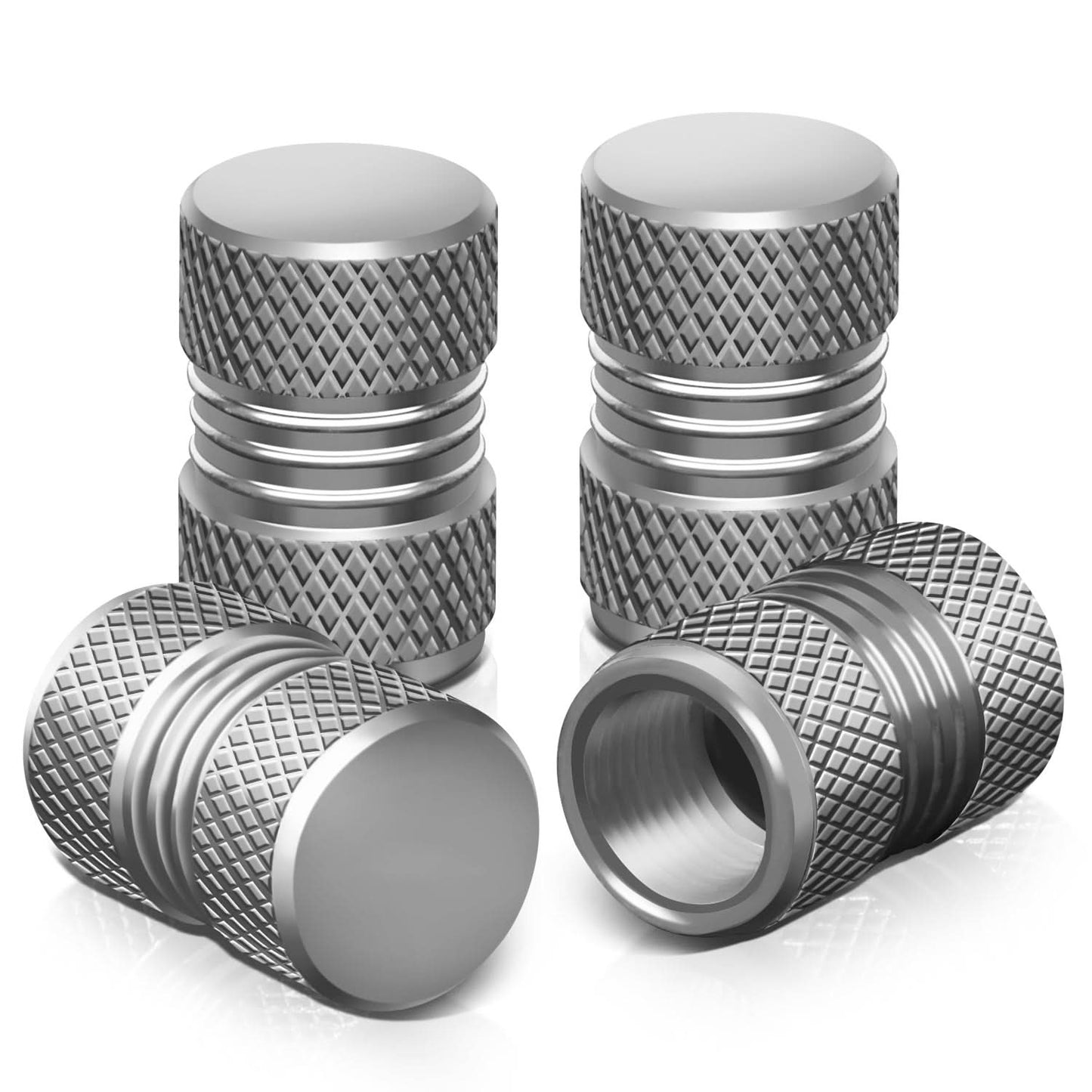 RT 024 Two Grip Top/Bottom Valve Caps - Silver