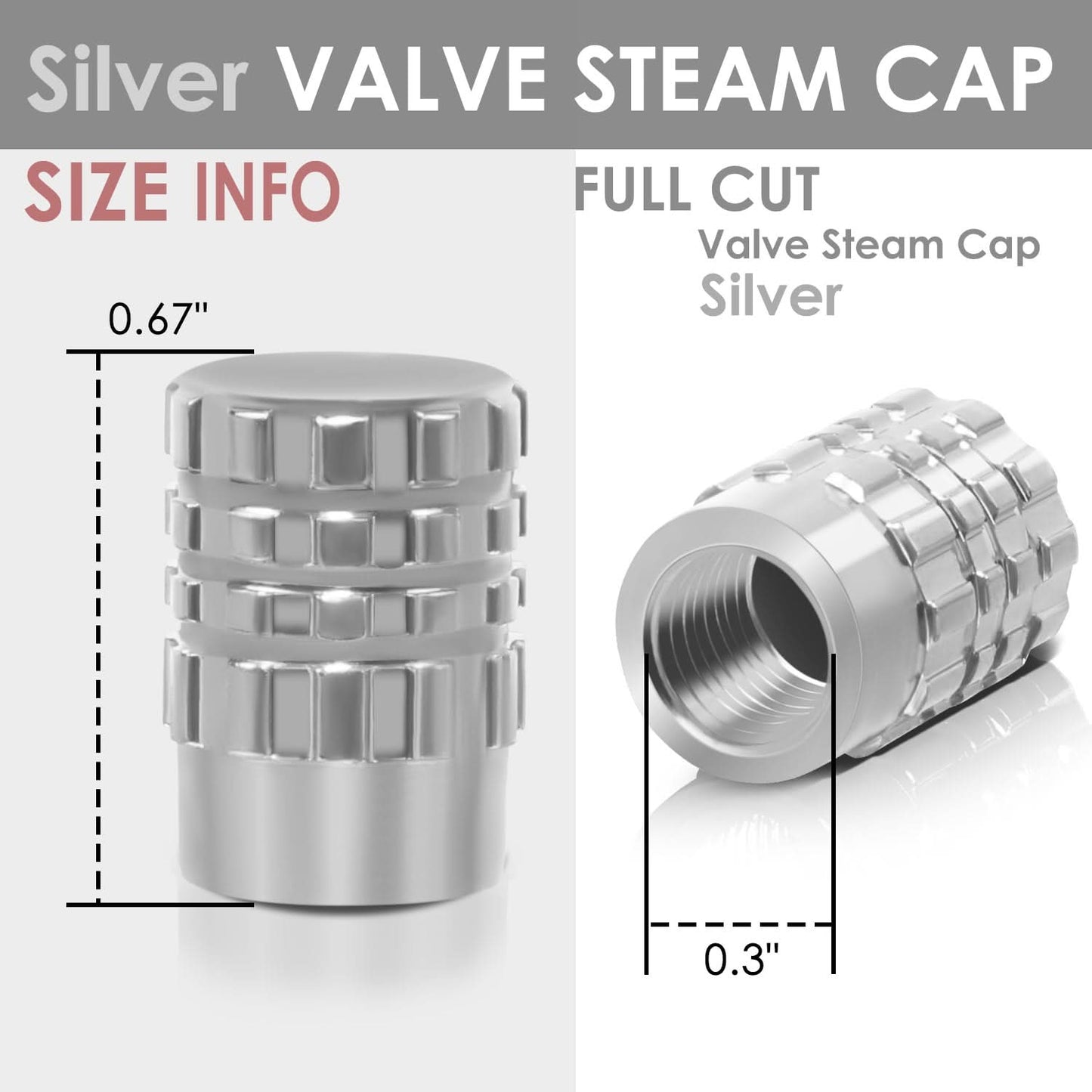 Valve Caps RT 046 Full Cut Silver Engine Parts