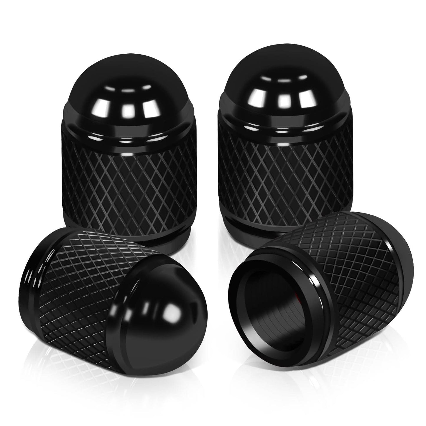 Acorn Grip Valve Caps - Black Set of 4