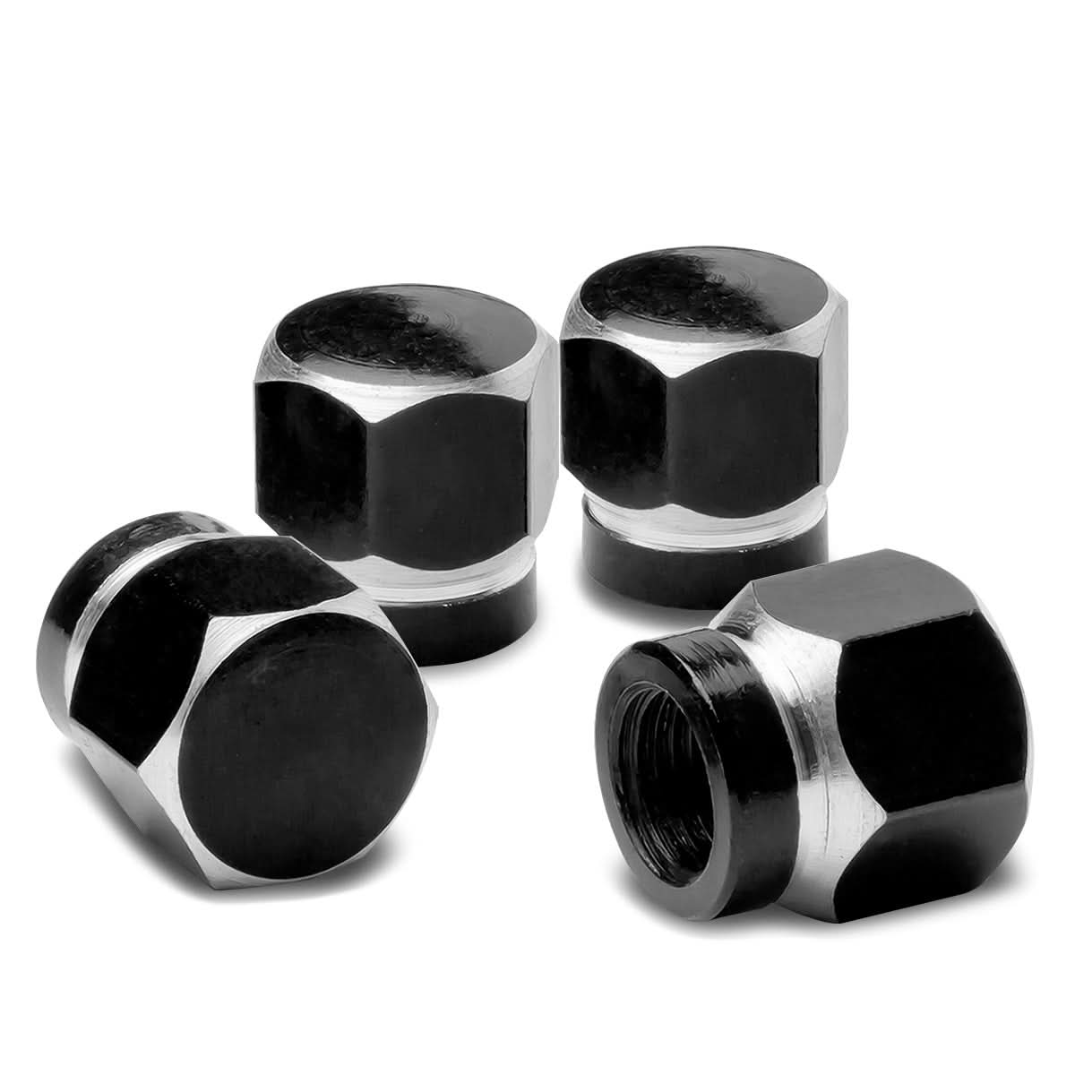 RT 181 Hex Shaved Edges Valve Caps - Black