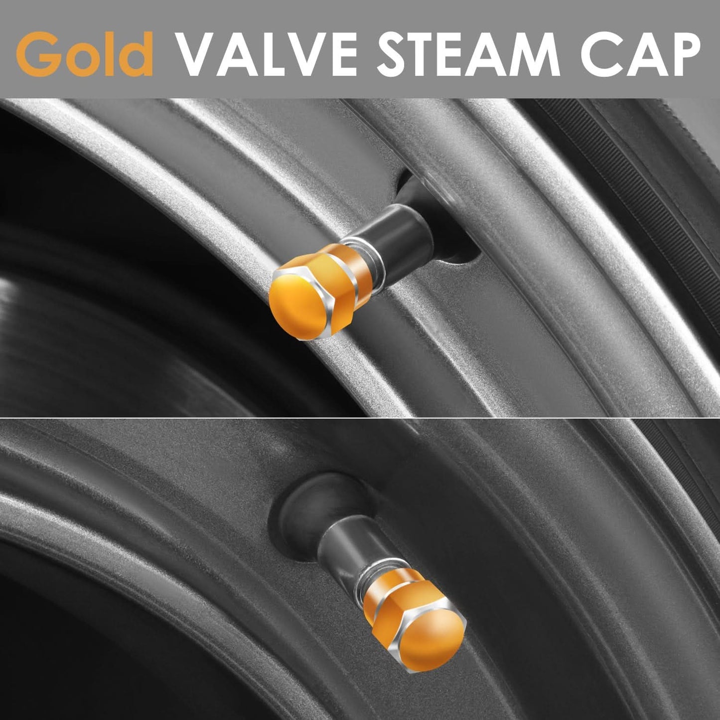 RT 181 Hex Shaved Edges Gold Valve Caps