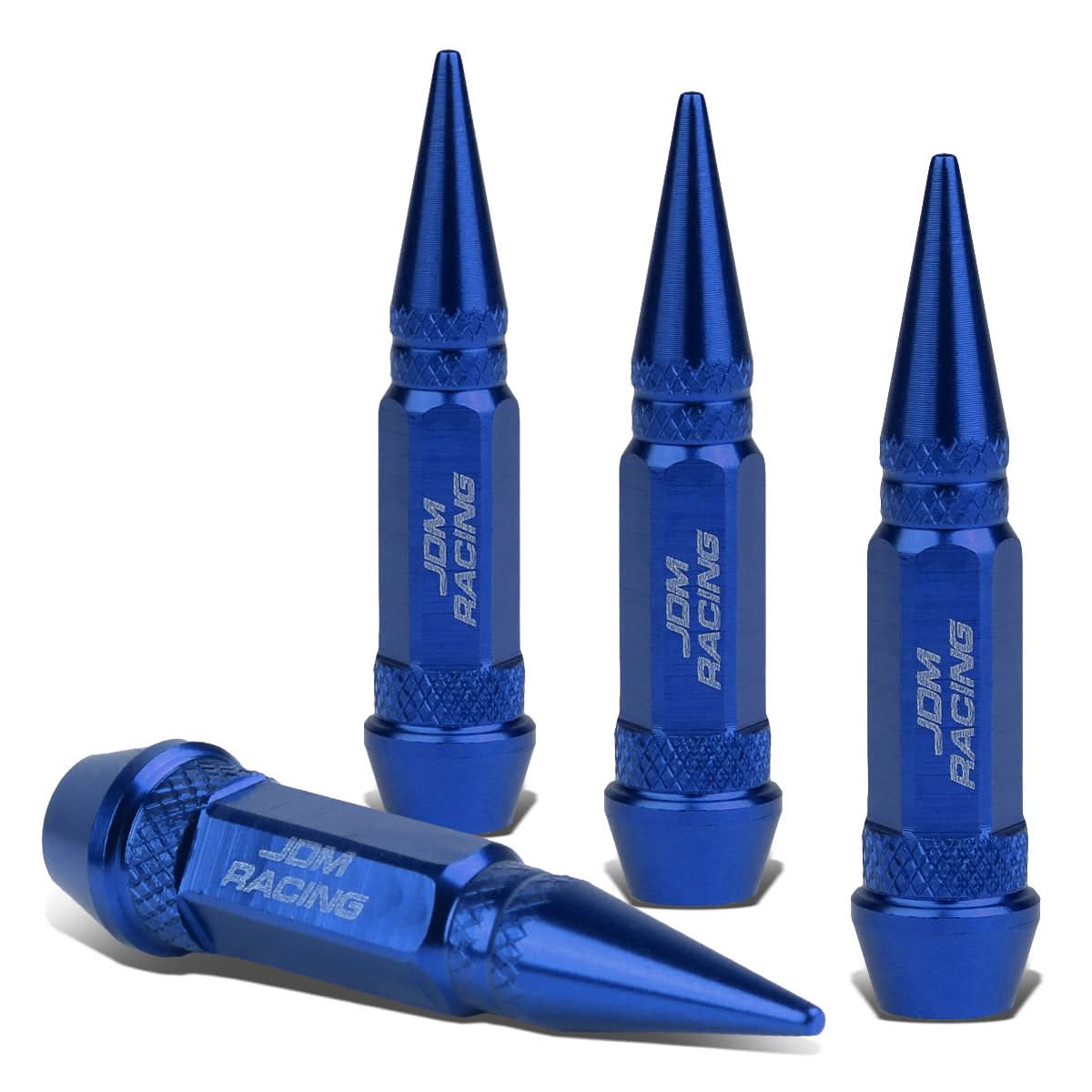 Spiked Lug Nut Style Valve Caps - 60MM Blue