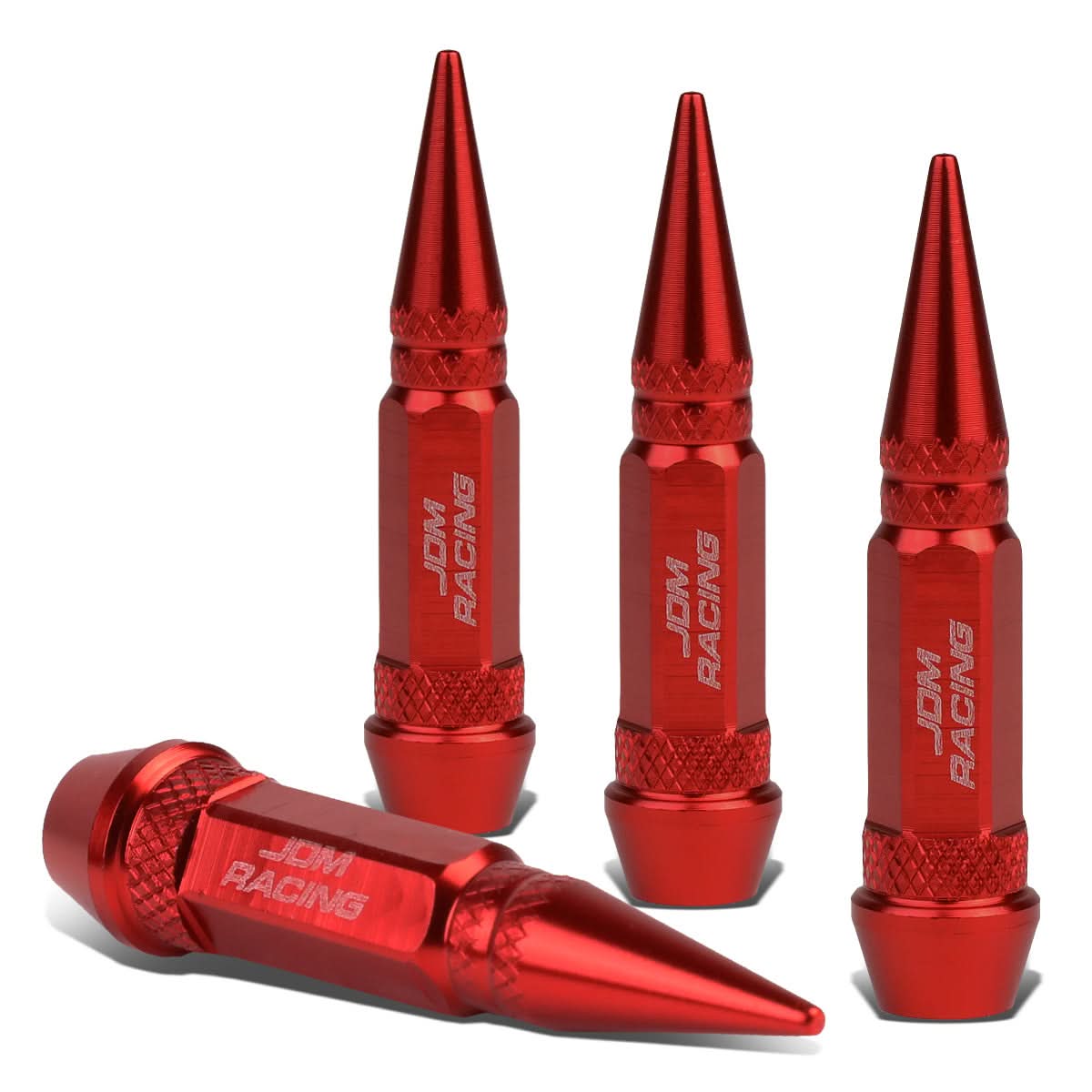 Spiked Lug Nut Style Valve Caps - 60MM Red