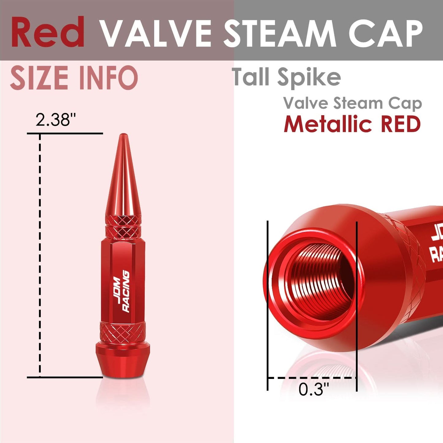 Spiked Lug Nut Style Valve Caps - 60MM Red