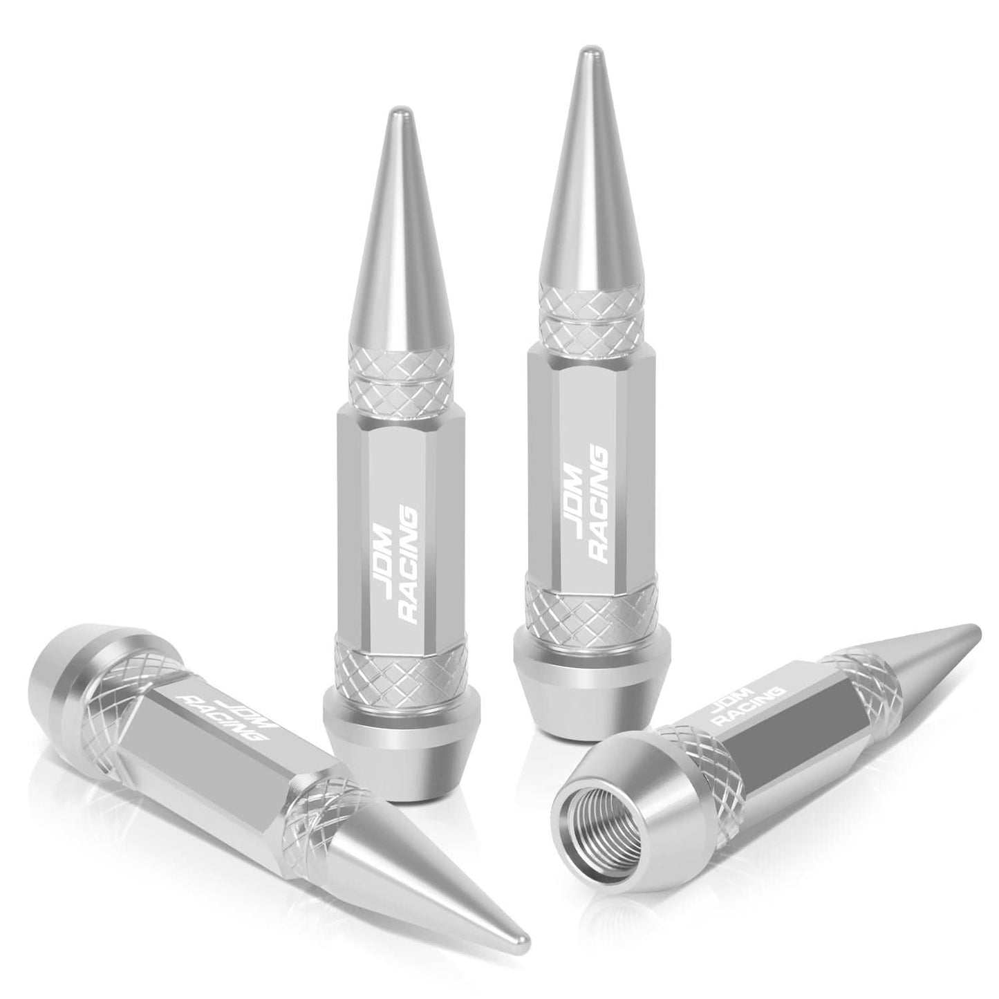 Spiked Lug Nut Style Valve Caps - 60MM Silver
