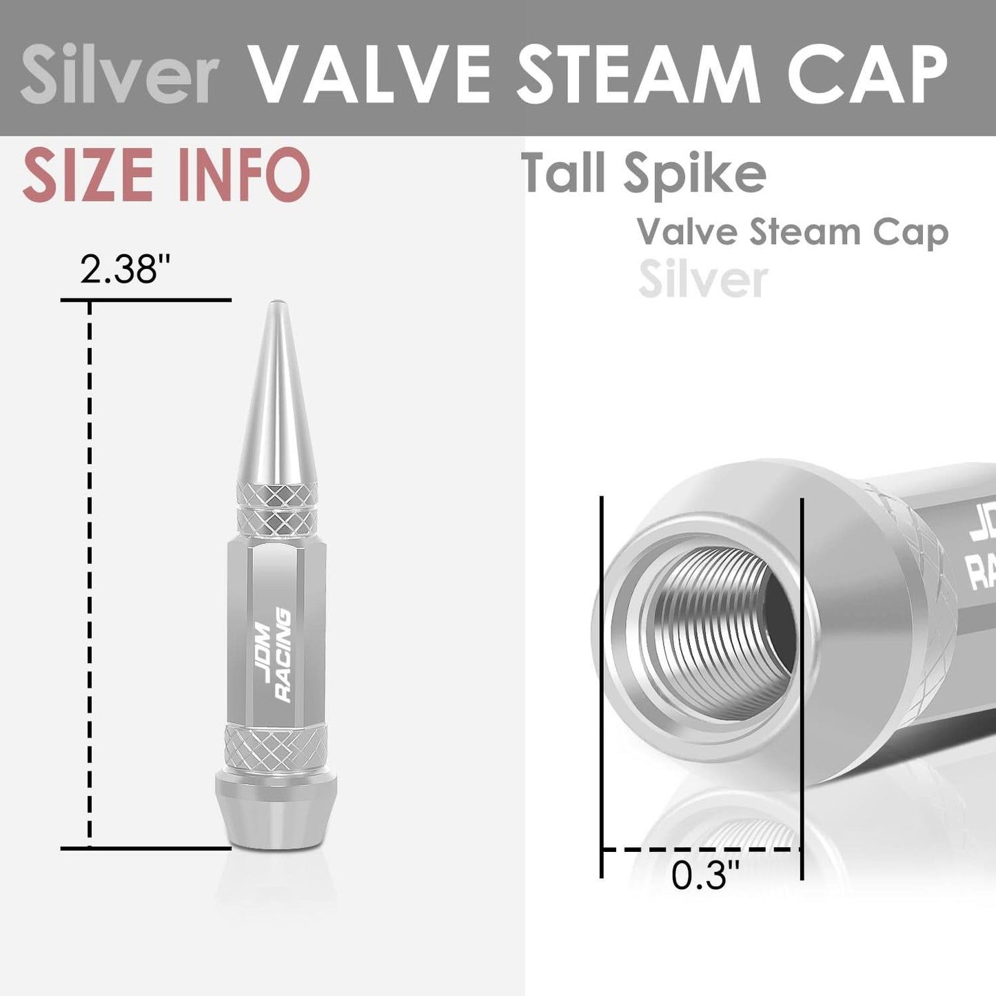 Spiked Lug Nut Style Valve Caps - 60MM Silver