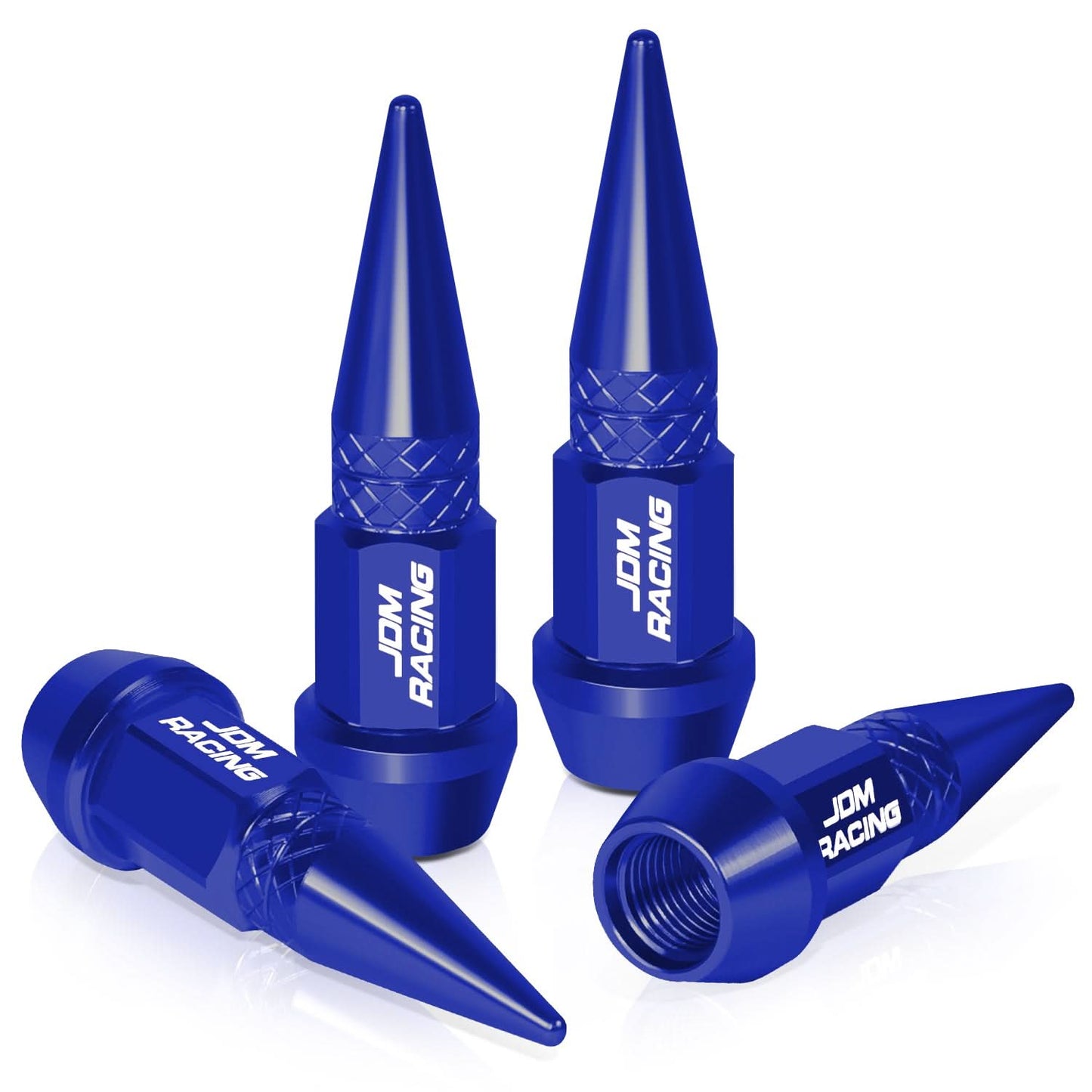 Spiked Lug Nut Style Valve Caps - 45mm Tall - Blue