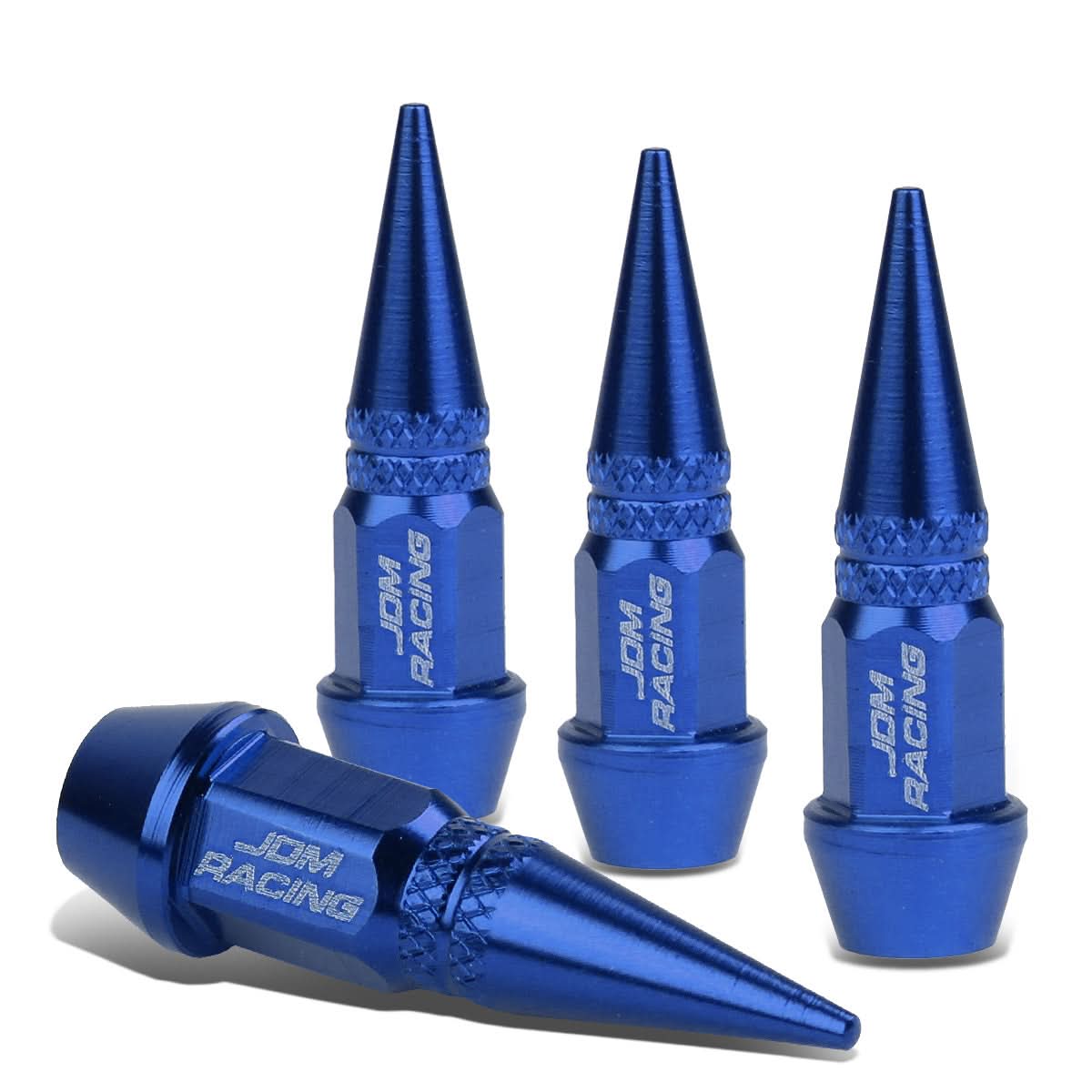 Spiked Lug Nut Style Valve Caps - 45mm Tall - Blue