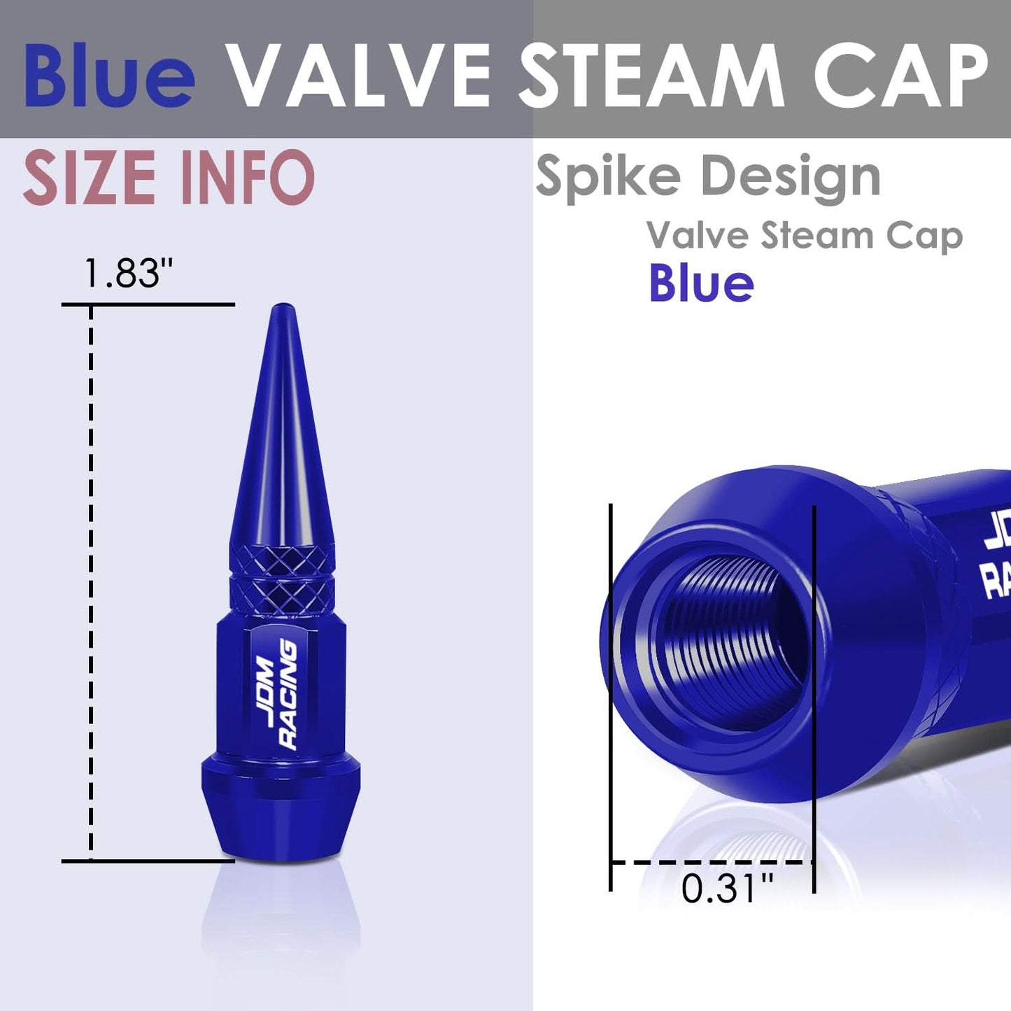Spiked Lug Nut Style Valve Caps - 45mm Tall - Blue