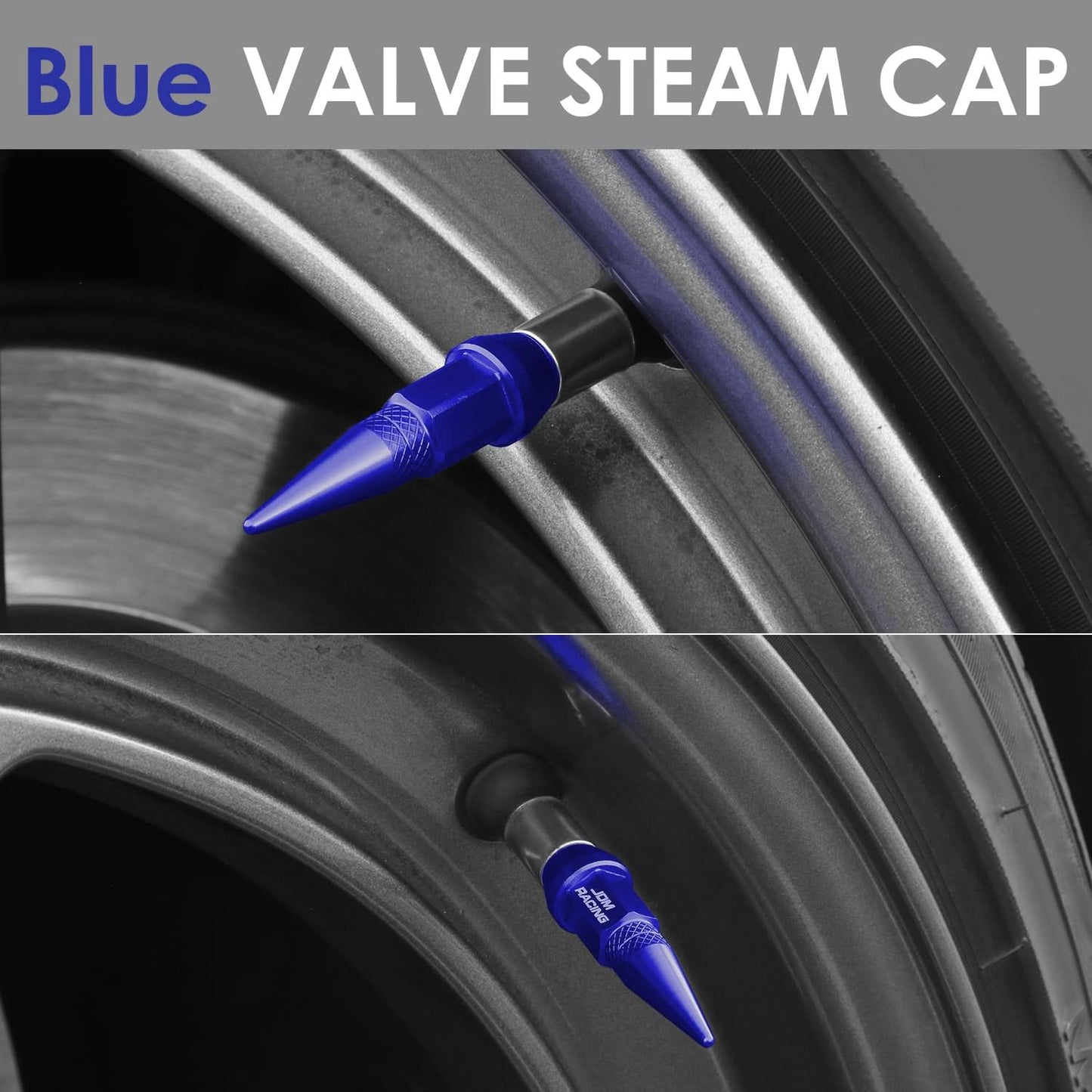 Spiked Lug Nut Style Valve Caps - 45mm Tall - Blue
