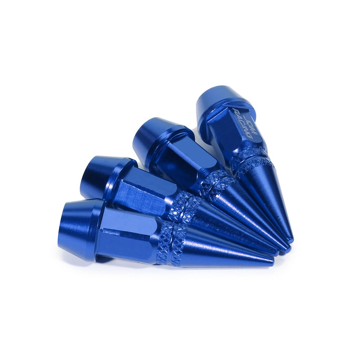Spiked Lug Nut Style Valve Caps - 45mm Tall - Blue